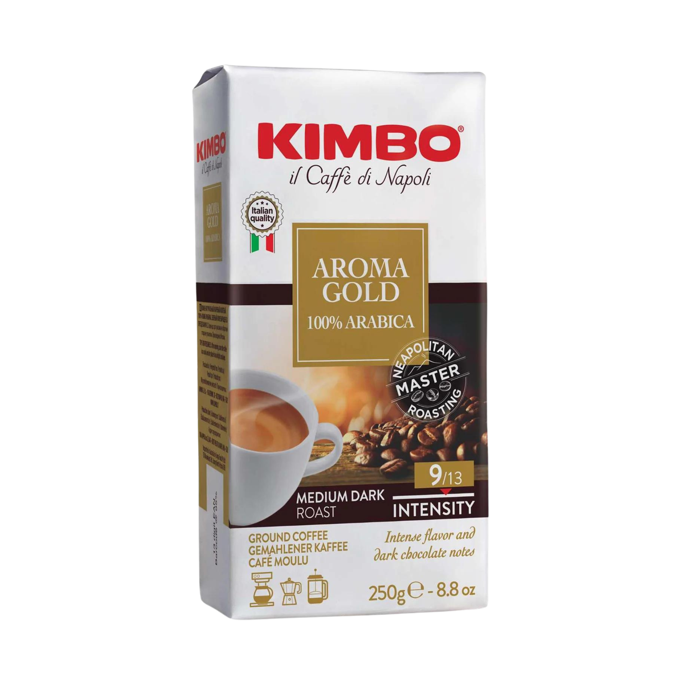 KIMBO - Aroma Gold 100% Arabica Ground Coffee 250g