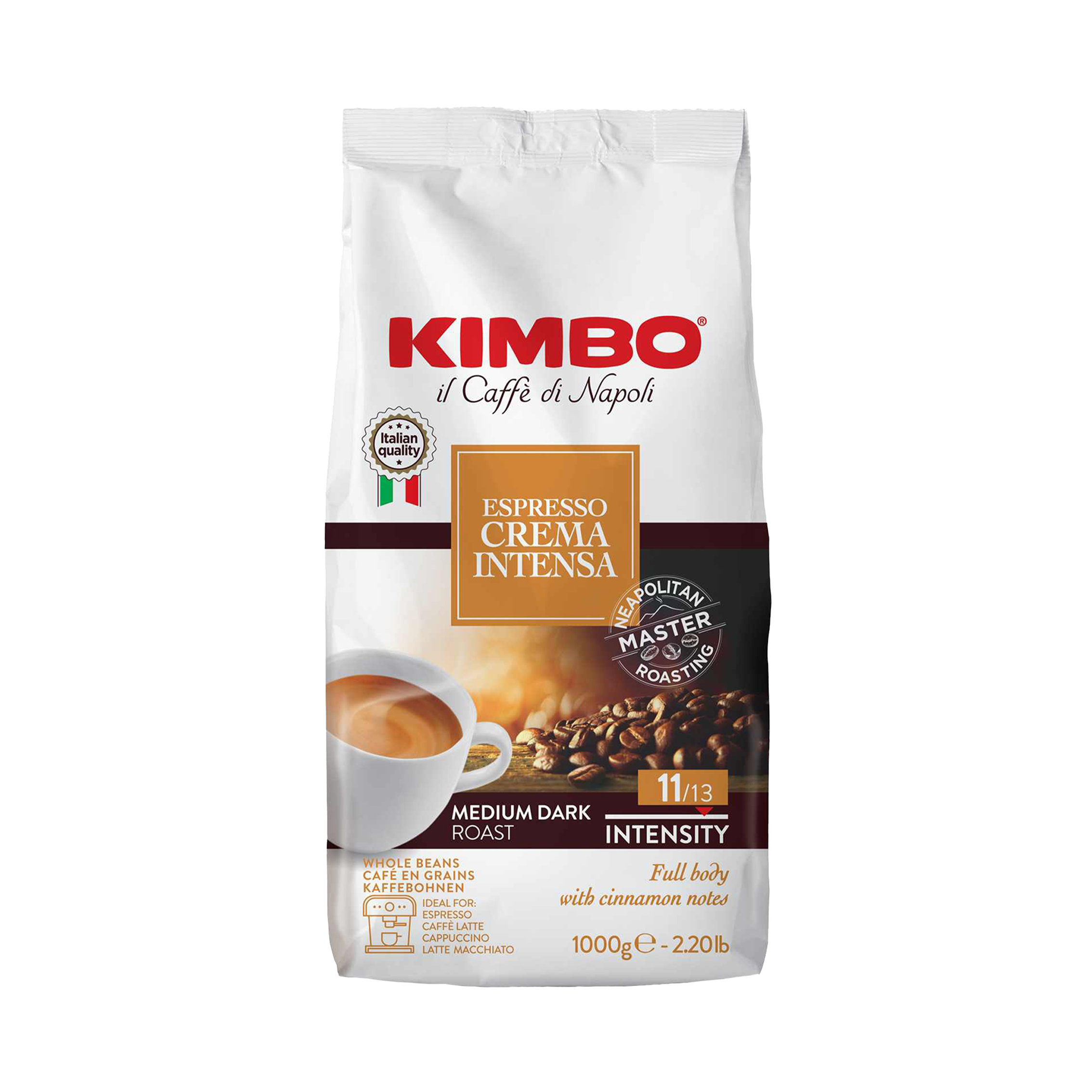 KIMBO - Crema Intensa Whole Bean Coffee - Medium Dark Roast with