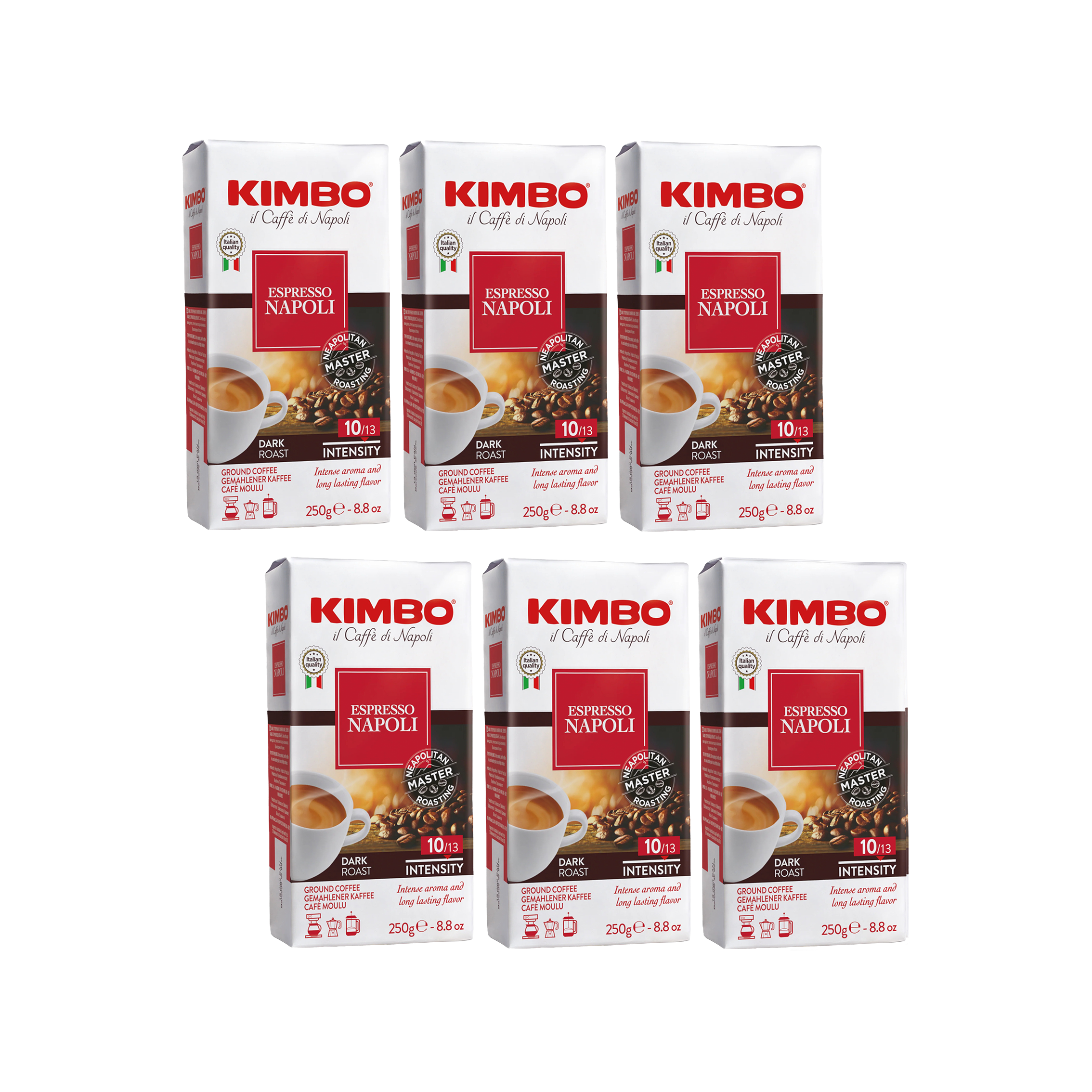 Napoli Ground Coffee – Dark Roast, 6-Pack 8.8oz – Intense Aroma