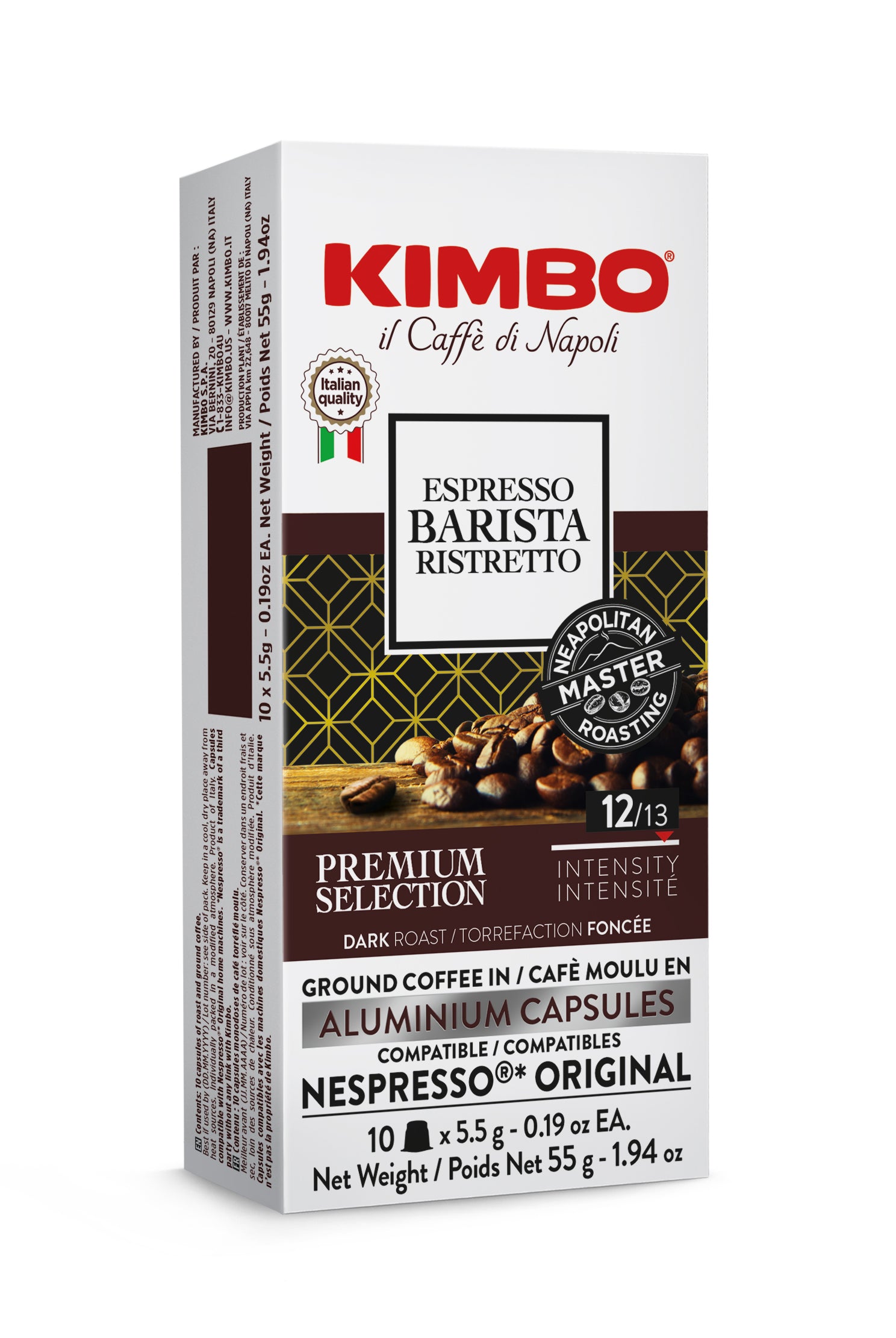 KIMBO ROASTED IN ITALY ESPRESSO BARISTA RISTRETTO ALUMINUM CAPSULES X10 –  Kimbo Coffee USA