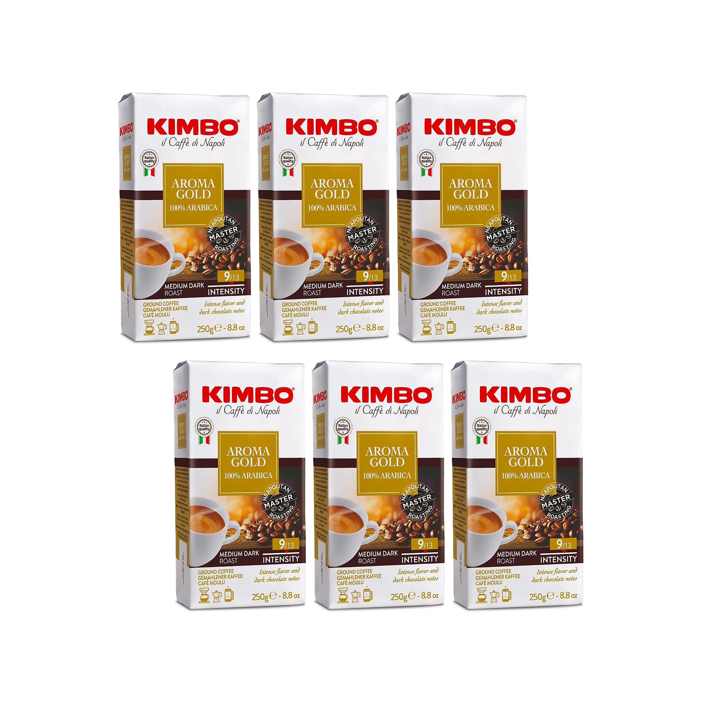 Aroma Gold 100% Arabica Ground Coffee – 6-Pack – 8.8oz Bricks