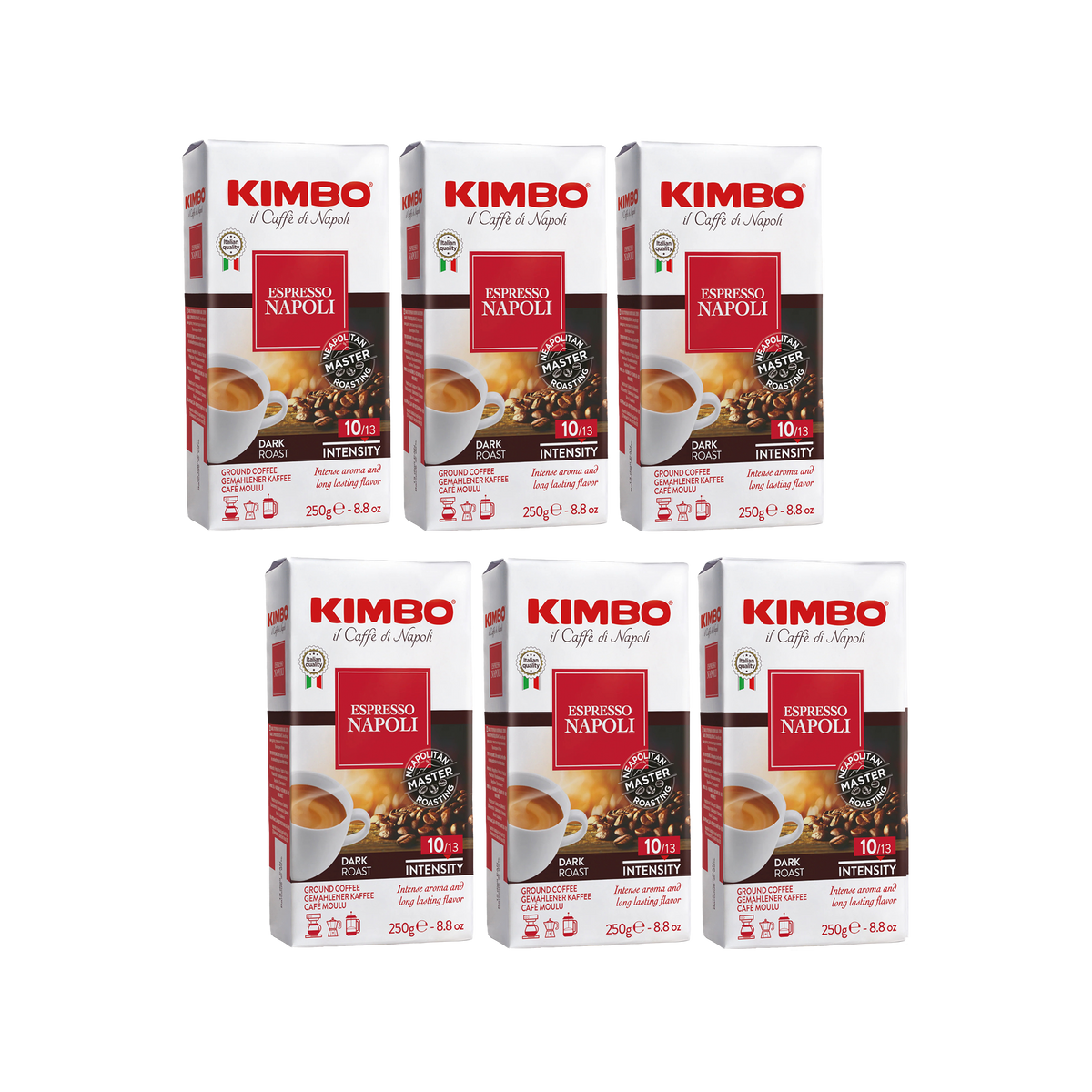 Napoli Ground Coffee – Dark Roast, 6-Pack 8.8oz – Intense Aroma